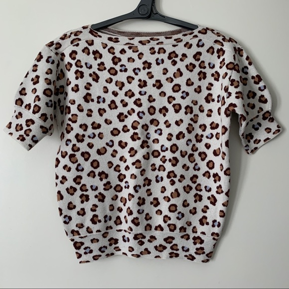 NWT Ann Taylor Sweater Tee Leopard Print Boatneck - Picture 3 of 10